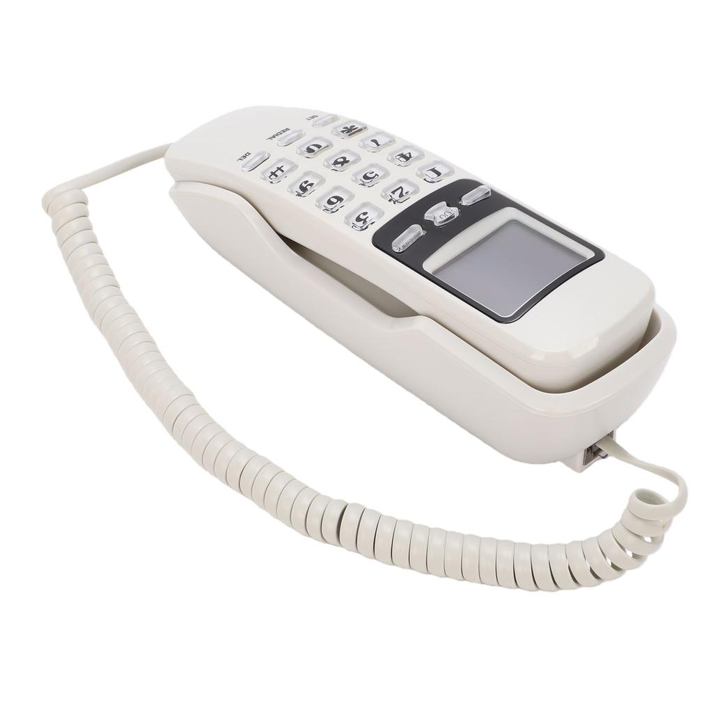 Wall Mountable Basic Corded Telephone Slimline Retro Wall Mounted Landline Telephone with DTMF Support for FSK CID Mini