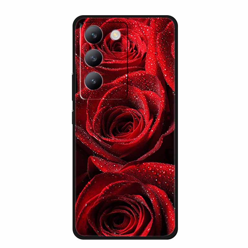 Für vivo V40 SE Hülle Luxus TPU Weiches Silikon Handy Rückabdeckung für vivo V40 SE 5G Schutz Stoßfest Blumen Mädchen Niedlich Hülle