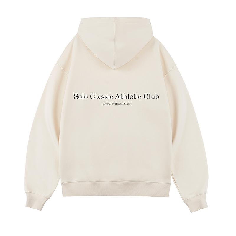 Letter Slogan Plus Velvet Hooded Sweatshirt National Trend Autumn Heavy Retro Loose Pullover Hoodie