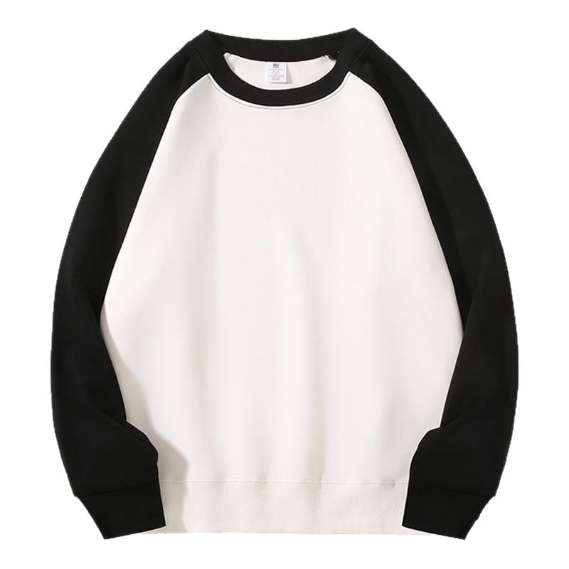 300g Heavyweight Color Block Round Neck Sweatshirt with Loose Shoulders and Long Sleeves