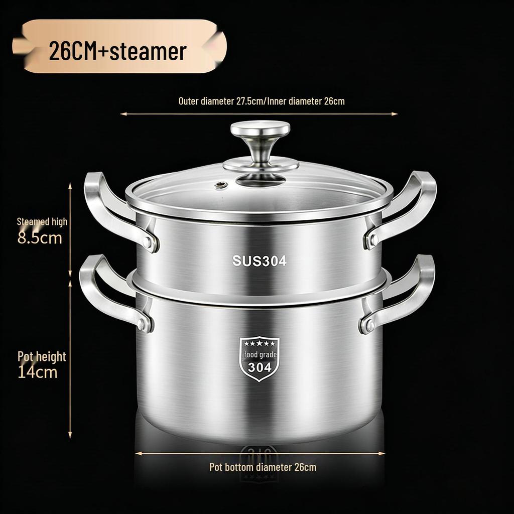 316L Stainless Steel Soup Pot with Handles - Non-Stick for Steaming, Cooking, and Stewing On Induction Cookers