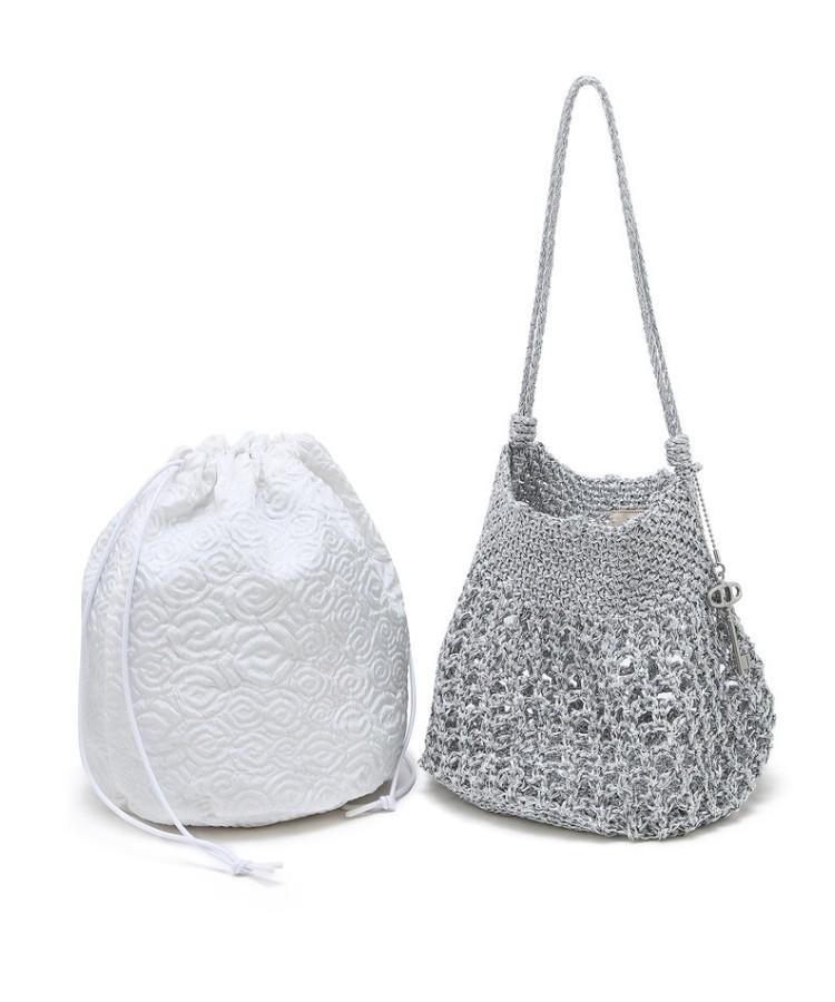 Athe Vanessabruno Silver Metal Knitting Shoulder Bag M Aaba6E811Sv