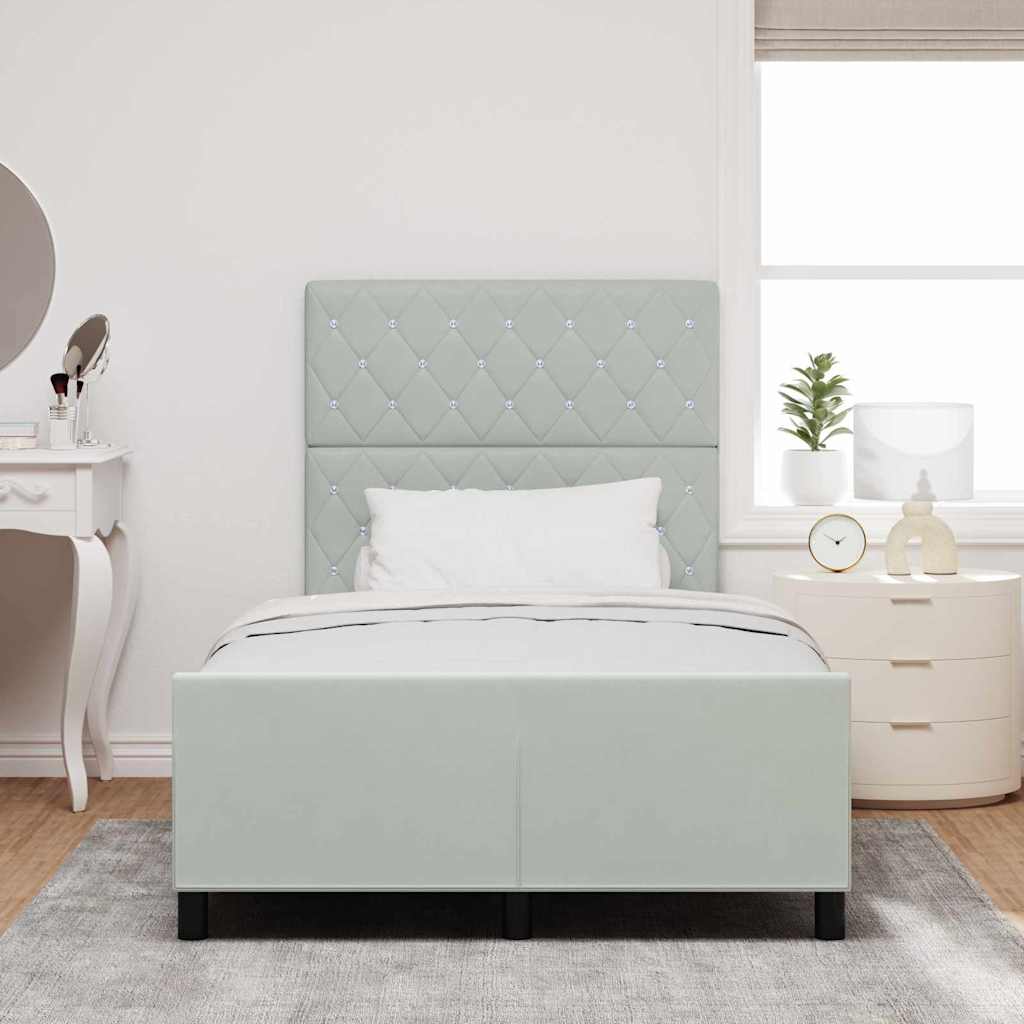 Box Spring Bed with Headboard Light Grey 120 x 200 cm Velvet