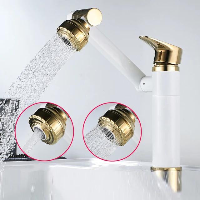 Multifunction Bathroom Faucet Gold Sink Faucet Hot Cold Water Mixer Crane Deck Mounted Universal Water Taps Black White