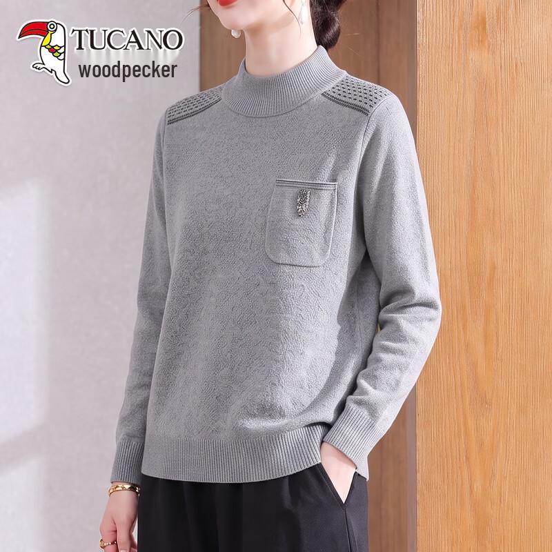 TUCANO Women's Solid Color Mock Neck Knitted Pullover Sweater