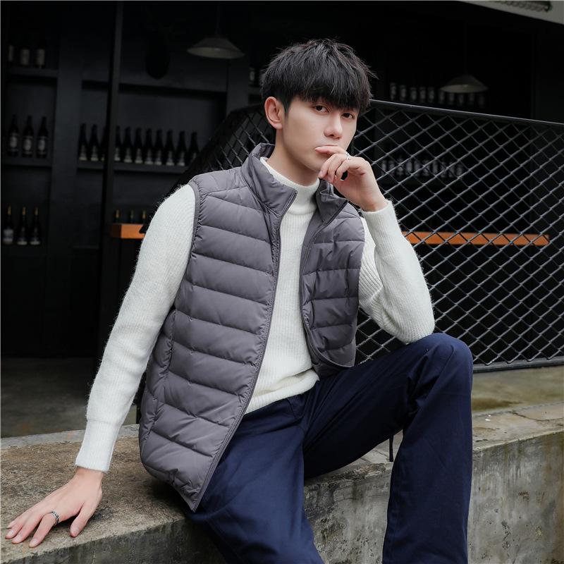 Men's 90-fleece men's stand-up collar vest seamless fabric down jacket vest new large-size coat