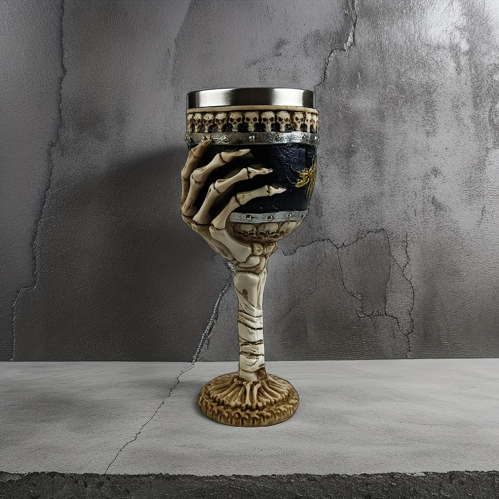 Gothic Skeleton Hand Goblet Halloween Skull Wine Glass Liner Dark Art Home Decor Gift for Gothic Enthusiast Party Drinkware