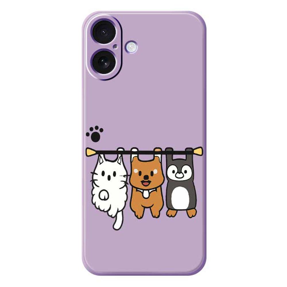 For iPhone 17 Case Three Animal Dolls Pattern Printing Straight Edge TPU Phone Back Cover