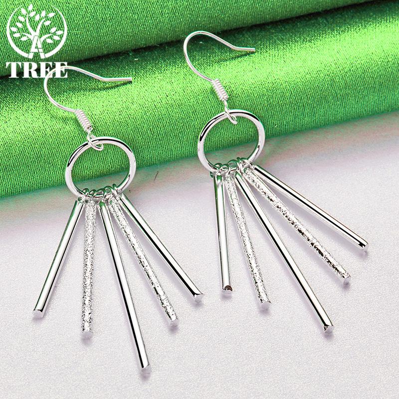 Gorgeous Jewelry 925 Sterling Silver Round Long Drop Earrings For Lady Charm Wedding Party Gifts Retro Earring Accessories