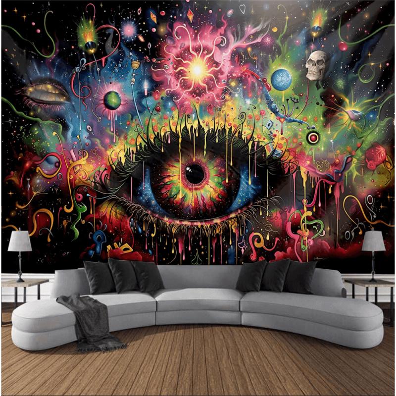 VIKAMA Psychedelic Cosmic Eye Tapestry Cyberpunk Design Suitable For Edgy Decor Bedroom Wall Styling and Photo Backdrops