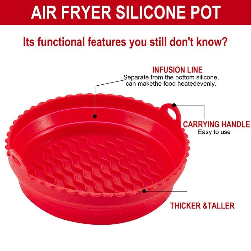 1pc Air Fryer Silicone Baking Tray Foldable Reusable Basket Mat Non-Stick Pot Round Microwave Pads Baking Mat Oven Tool