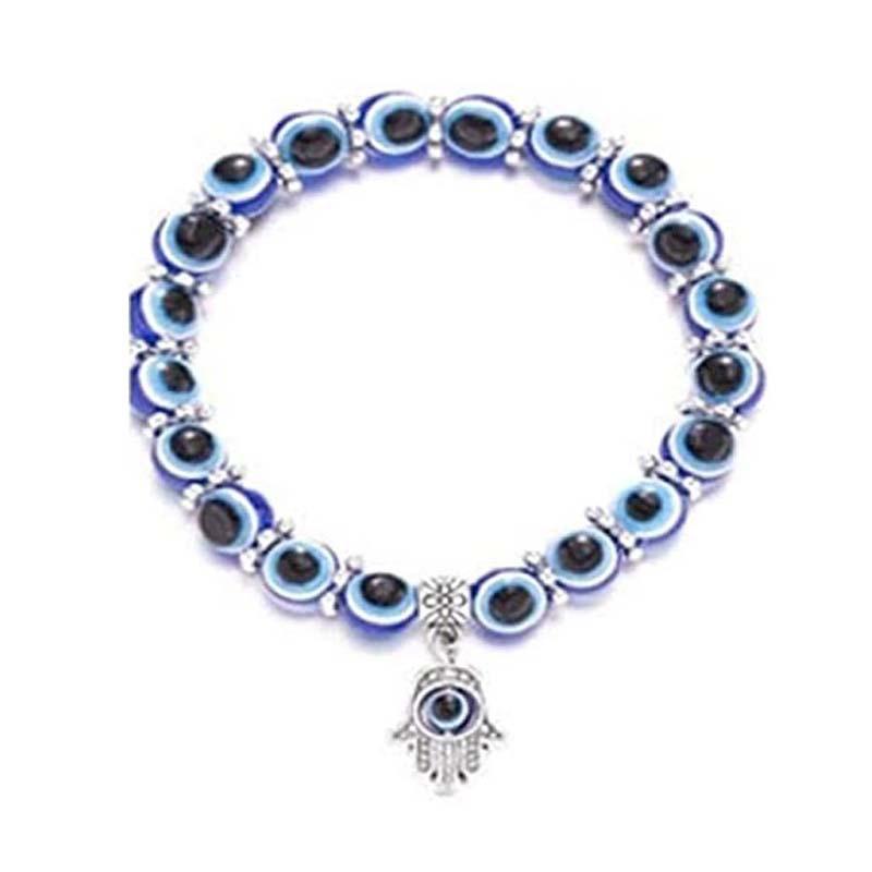 Handmade Bohemian Colorful Evil Eye Seed Bead Charm Bracelet For Women Elastic Beach Bangle Jewelry