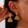 Neue Mode Einfach Exquisit Goldfarbe Metall Hohl Tropfenohrringe Indischer Schmuck Für Frauen Party Accessoires