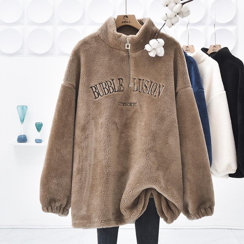 Худи из шерсти ягненка для девочек кавайный худи на молнии женское пальто с капюшоном милый свитер с кроличьими ушками для сладких девочек теплая куртка в стиле Харадзюку L кофейный 2149₽