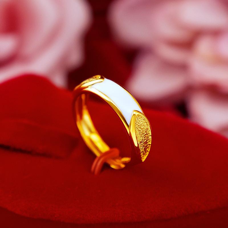 Gold Copper Versatile Plated Couple Rings With Elegant Open Design And Fashionable Black Green Stone Choices