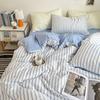 Ins Style Bedding Set Duvet Cover  Wash Cotton Stripe Summer Soft Cool Summer Bed Sheet Set Comforter Set Quilt Cover