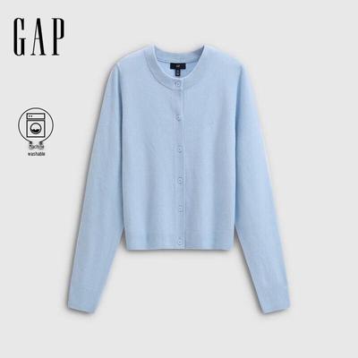 Women's 2025 Fall Embroidered Logo Fitted Round Neck Soft Knit Cardigan