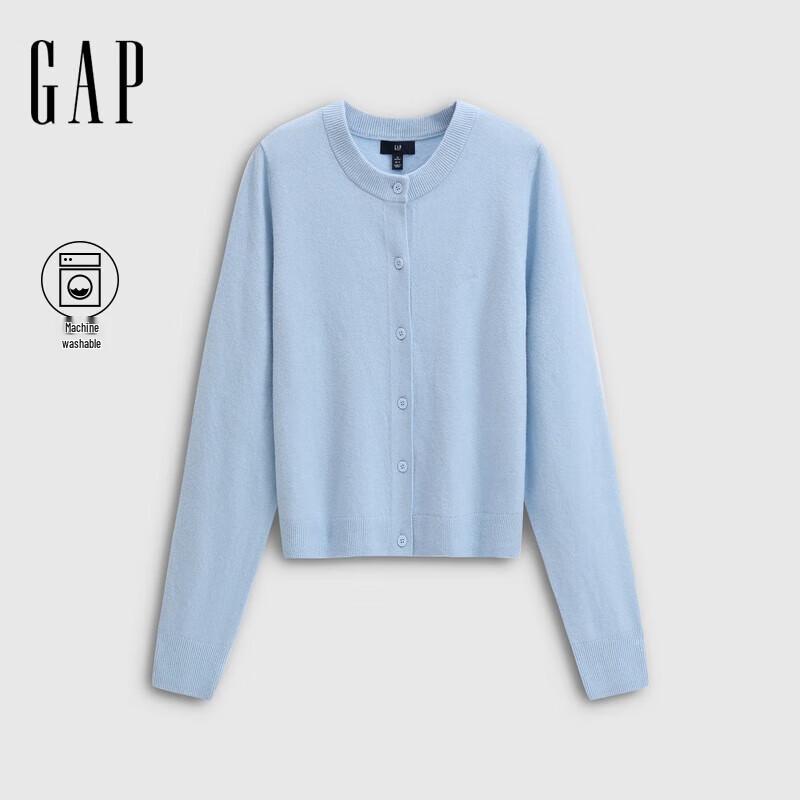 Gap Women's 2025 Fall Embroidered Logo Fitted Round Neck Soft Knit Cardigan