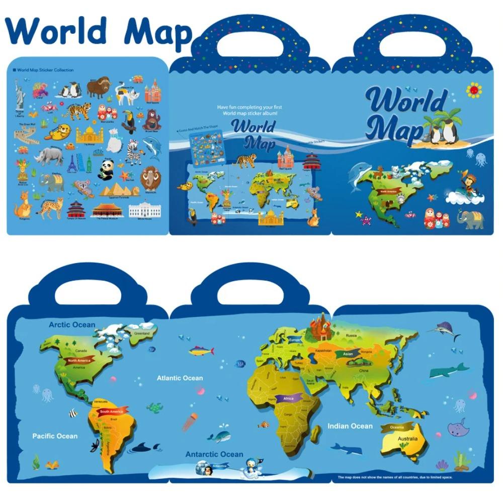 Kids Reusable Sticker Book Multiple Scenarios Cartoon DIY Puzzle Educational Cognition Learning Toys for Child Age 2-4 Gift