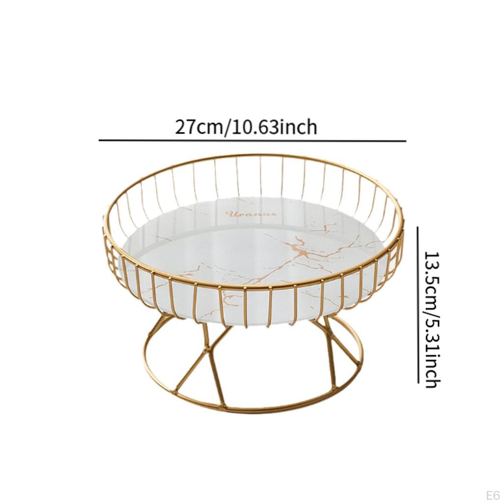 Iron Wire Fruit Serving Bowl Creative Vegetable Stand Holder Round Tray for Outdoor