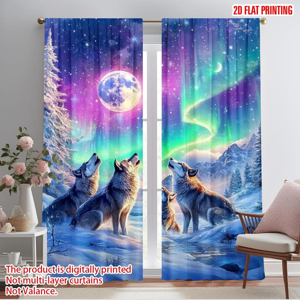 

2pcs,2D plane printing Pattern Curtains Lunar Wolves Versatile Durable Polyester (without rod) Gifts Ldeal for Kitchen Living 52.50×116.00 CM 2pcs