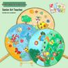 DIY Children's Silk Cloth Round Fan with Bamboo Handle - Palace Style Hand-Painted Kindergarten Craft