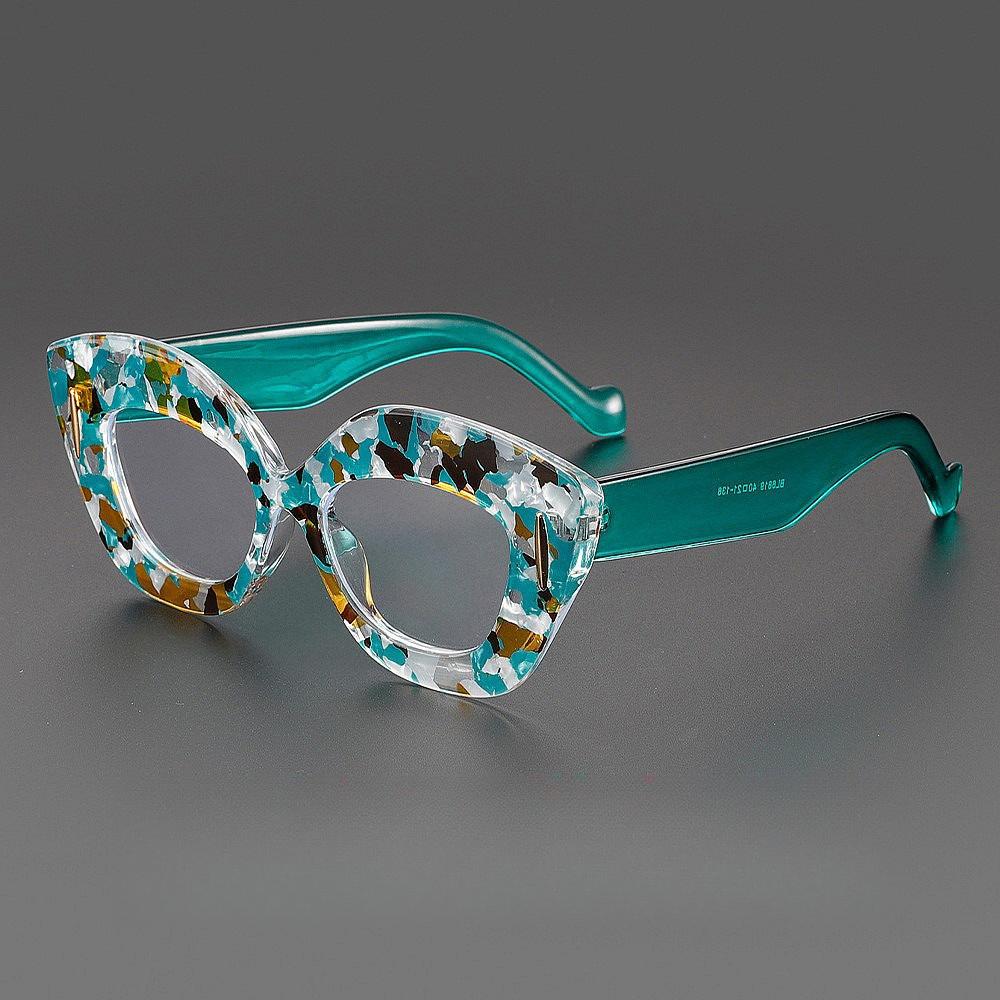 Men's and Women's New Anti-blue Light Cat-eye Reading Glasses Fashion Printing Frame High-definition Presbyopia Glasses +3.5+4.0