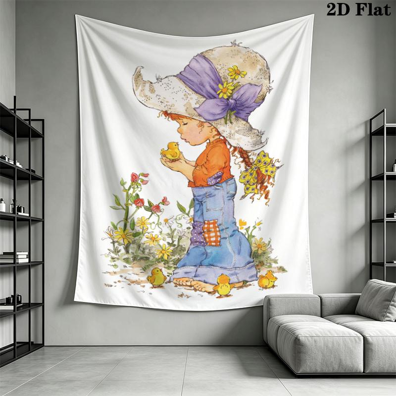 Sarah Kay Wall Tapestry Aesthetic Wall Hanging Printed Fabric Blanket Decorative Tapestries for Bedroom Living Room Home Decor
