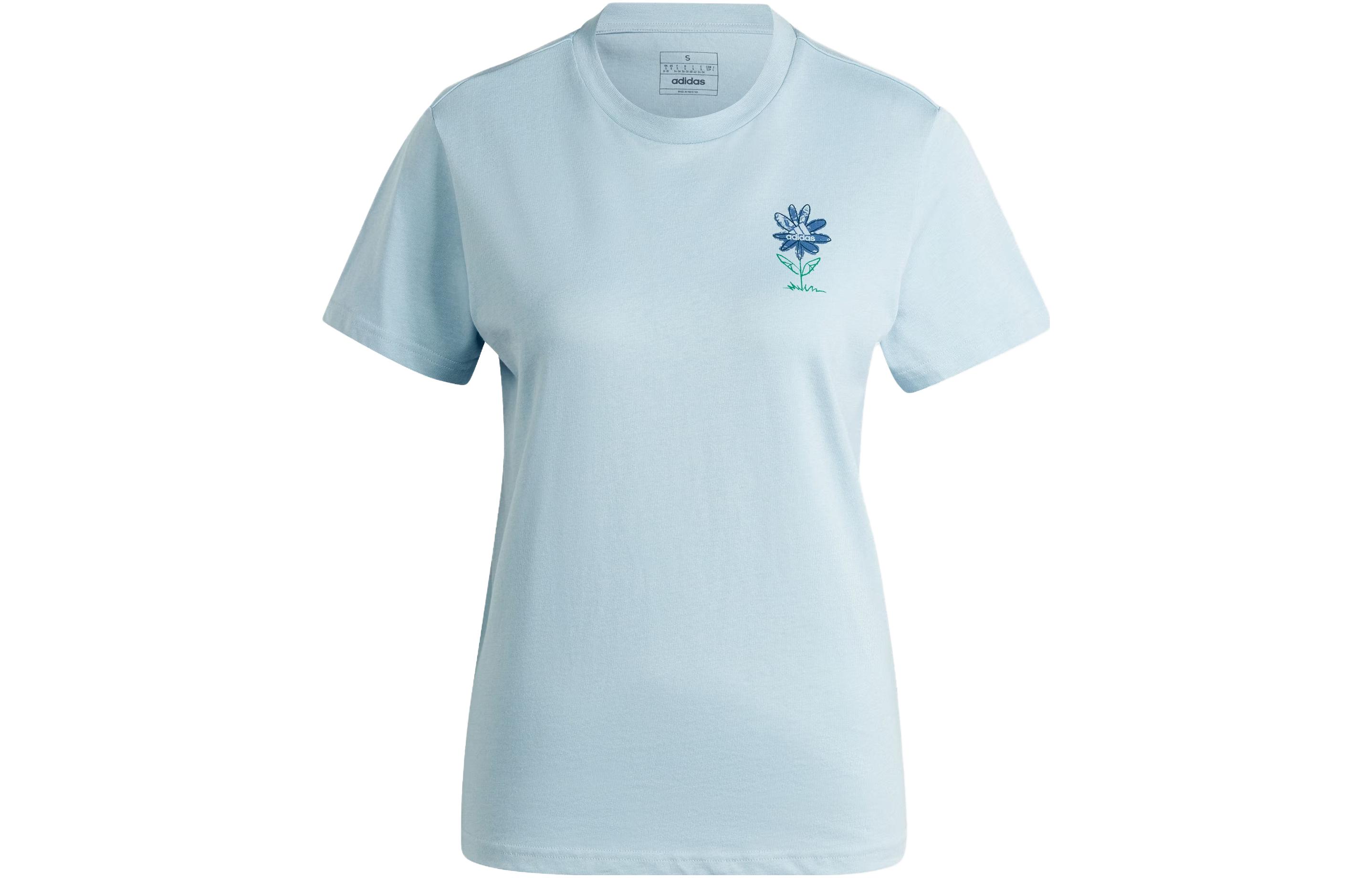 Adidas T Shirts Women s Blue Crew Neck Moderate Straight Fit IM4271 S