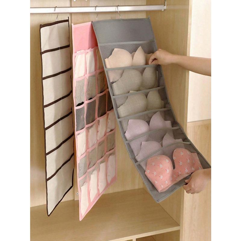 Double-Sided Bra & Underwear Storage Bag, Hanging Organizer With Front & Back Compartments For Bras
