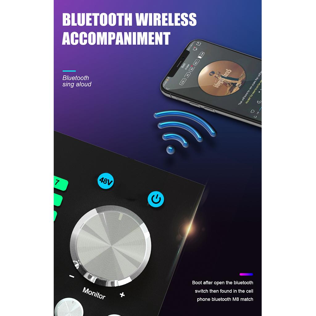 Professional Adjust Stereo Sound Card Board Audio Mixing Console for 500+APP Android Win10,Win7