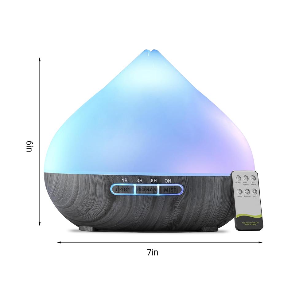 500ml Aroma Diffuser with Remote, Timer, 6 Oil Set, Cool Mist Humidifier for Large Rooms
