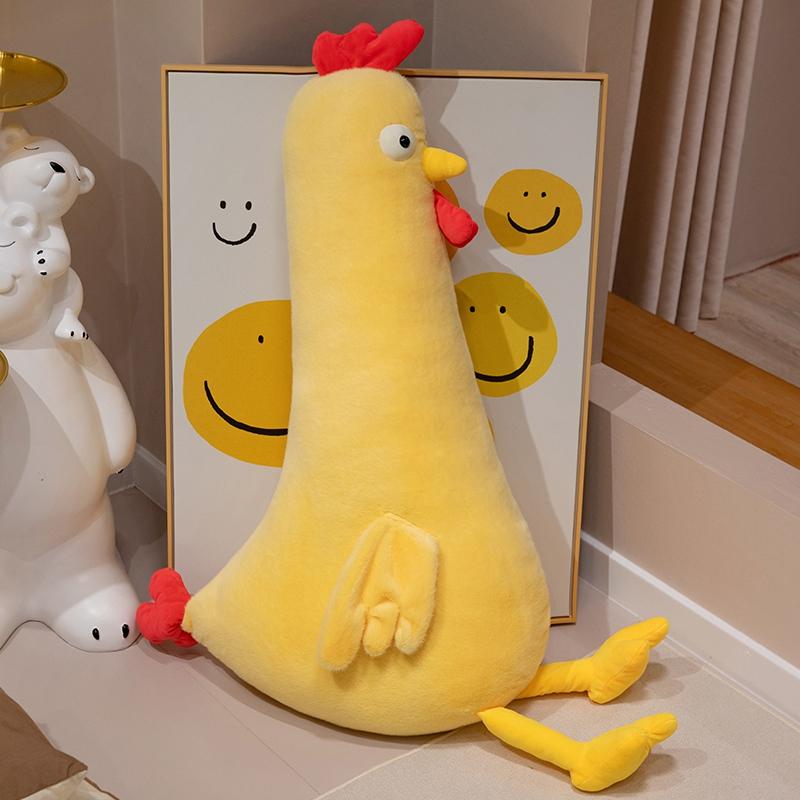Giant Size Kawaii Stuffed Long Chicken Plush Pillow Bed Backrest Sleeping Cushion Dolls Home Decoration Birthday Gift for Friend