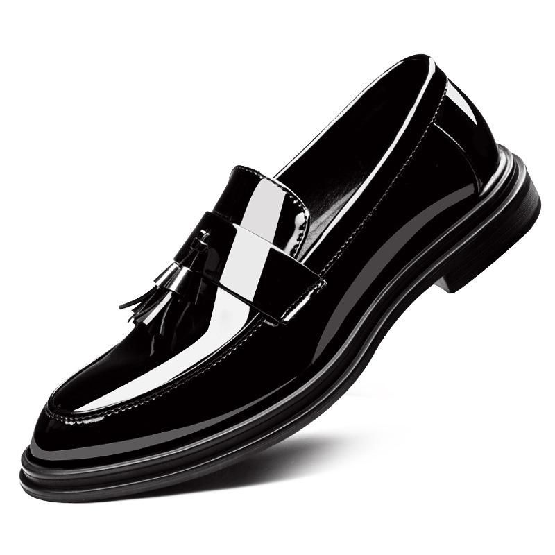 New Black Loafers for Men Patent Leather Tassels Wedding Business Men's Formal Shoes Size 38-44 Fashion Men Shoes