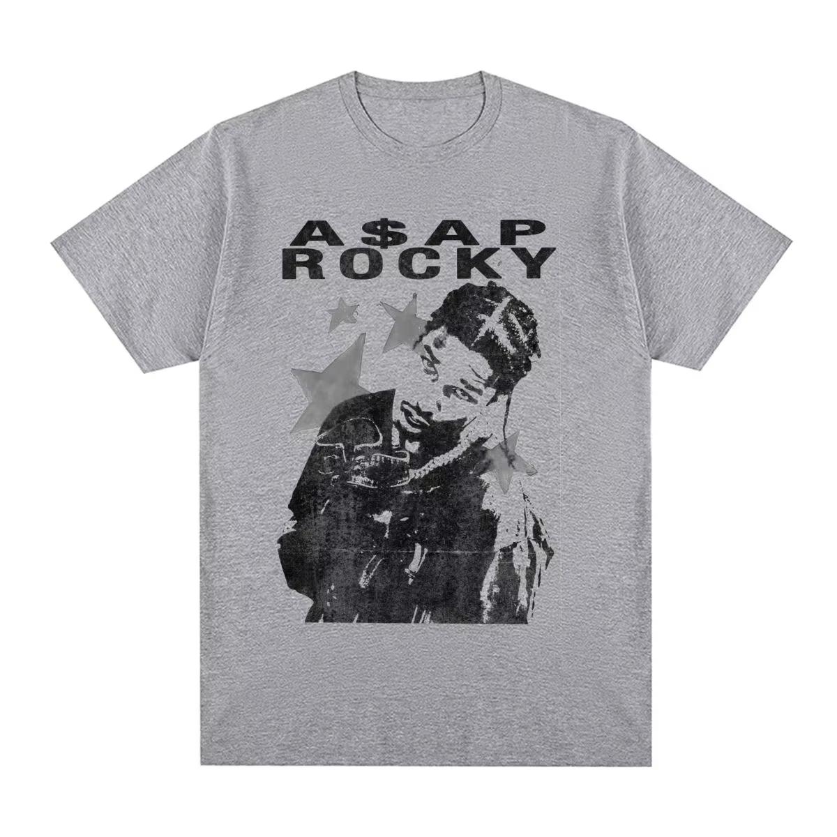 

ASAP ROCKY Футболка з коротким рукавом ХІП-ХОП Хай Стріт Чоловіки Жінки Готика Великі Розміри Футболки Портрет A$AP Вільний Повсякденний Харадзюку Топи S