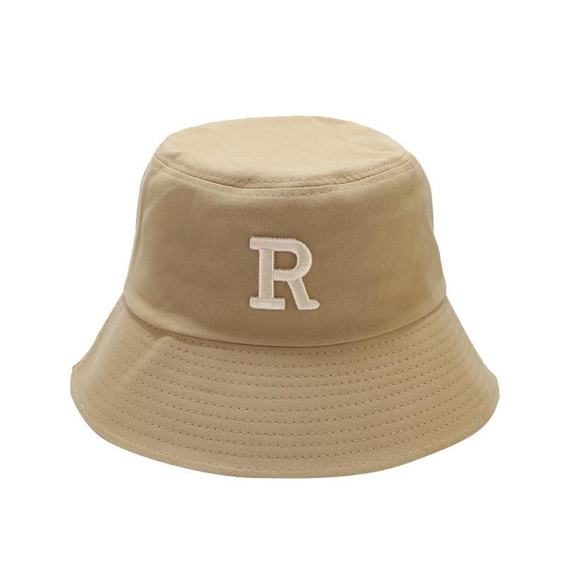 Spring and Summer New R Three-dimensional Letter Bucket Hat Ins Student Men's and Women's Casual Versatile Basin Hat Shows Small Face