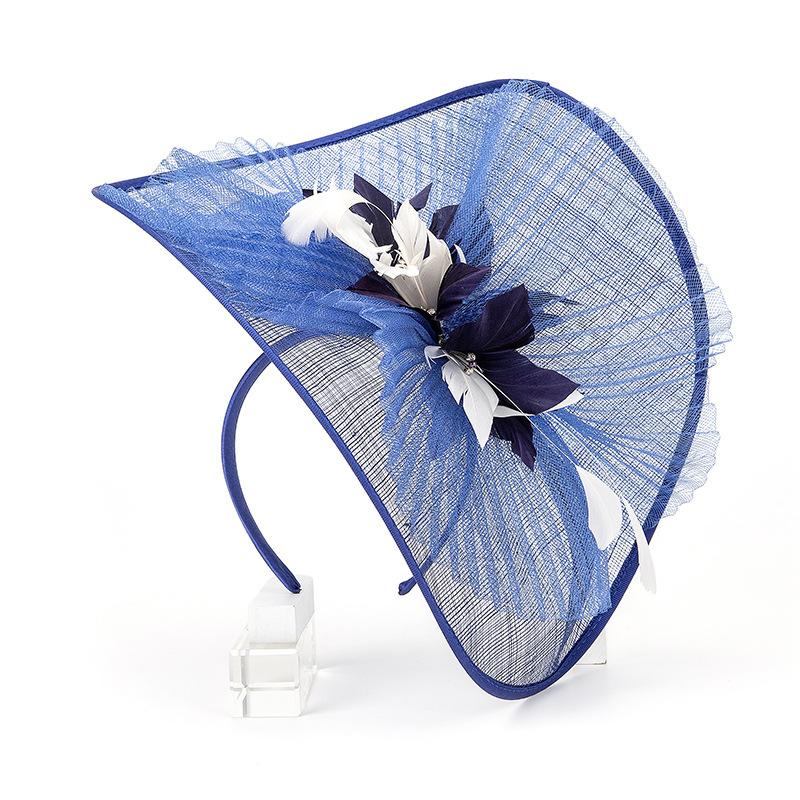 Black Flax Fascinator Hat Women Royal Ascot Headpiece Flower Fashion Chapeau Cap For Church Kentucky Derby Chapeau Cap Headband