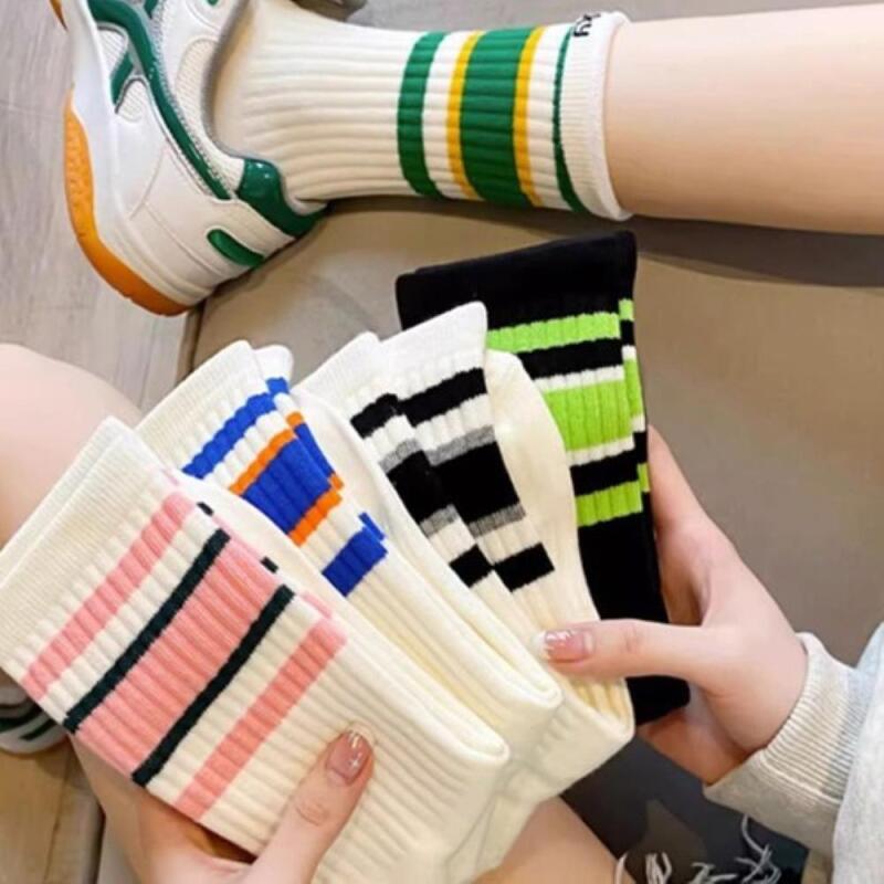 Women s Summer Casual Sporty Color Block 5-Piece Set CD7796_5-pack of sporty color-block socks