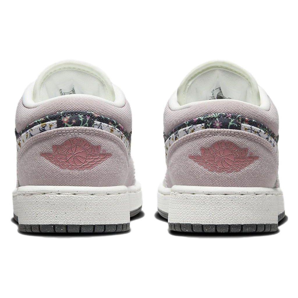 Air Jordan 1 Low SE GS Floral Çocuk Spor Ayakkabı Mor Platin-Mor Antrasit FJ3445-001