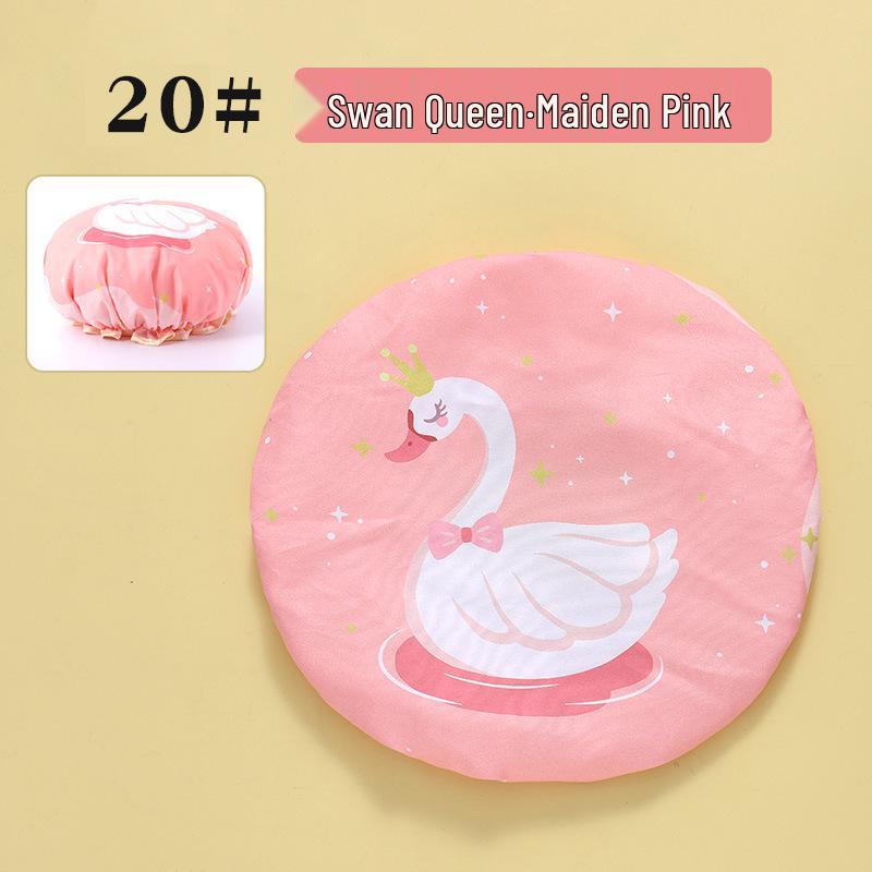 Kinder Cartoon Doppelschichtige Wasserdichte Badehaube - Niedlich, Verdickt, Anti-Öldampf, Duschhaube für Mädchen