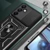 For Samsung Galaxy S24 FE Case PC+TPU Kickstand Phone Cover with Slide Camera Lid