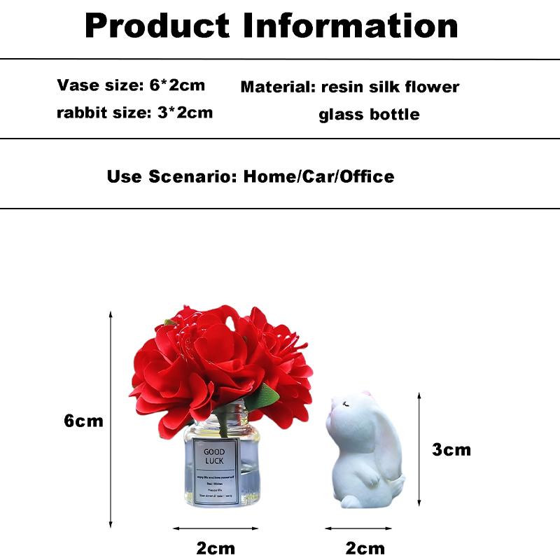 Cute Rose Flower Vase and Rabbit Car Interior Decoration Ornaments Auto Center Console Decoration Gadgets For Car Accessories
