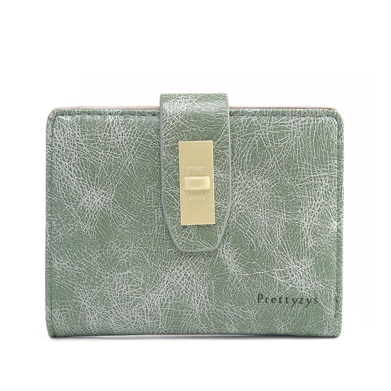 

Женский короткий кошелек в стиле ретро с простой пряжкой, большой вместимостью, для ежедневного использования, ручной зажим для крайней плоти зелёный