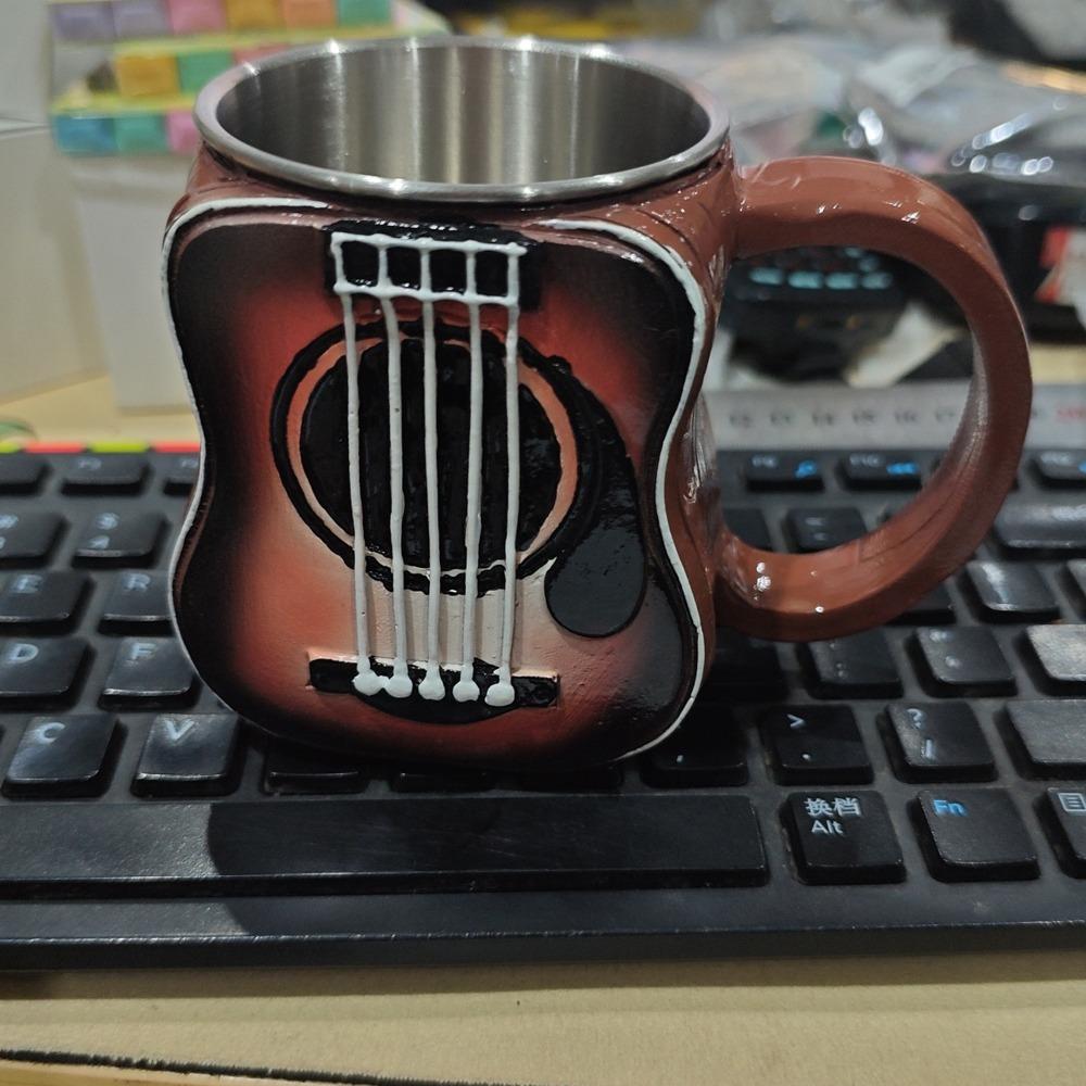 

Gifts Resin Musical Instrument Coffee Mug Durable Handcrafted Coffee Cup Guitar Pattern Water Cup for Desktop Ornament 50ml