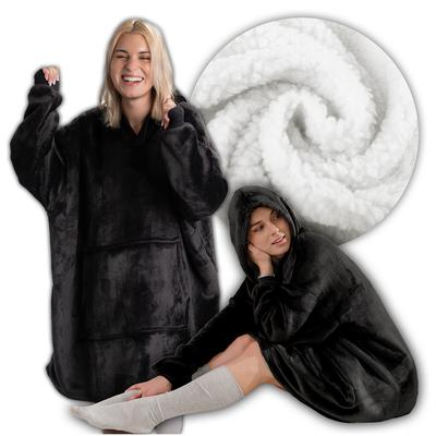 Blanket Sweatshirt, Large Oversize, Thick, Warm, with a Hood, Black, Soft