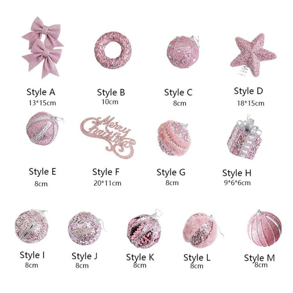 8cm Pink Christmas Balls Glitter Xmas Tree Pendant Christmas Tree Hanging Ornament  Living Room