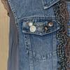 MAXZA Denim Vest With Check And Ruffle Trimming