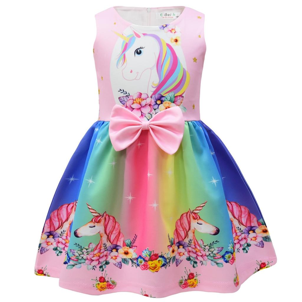 Summer New Frozen Princess Dress Mermaid Dress 3D Digital Printing Birthday Dress Children'S Dress