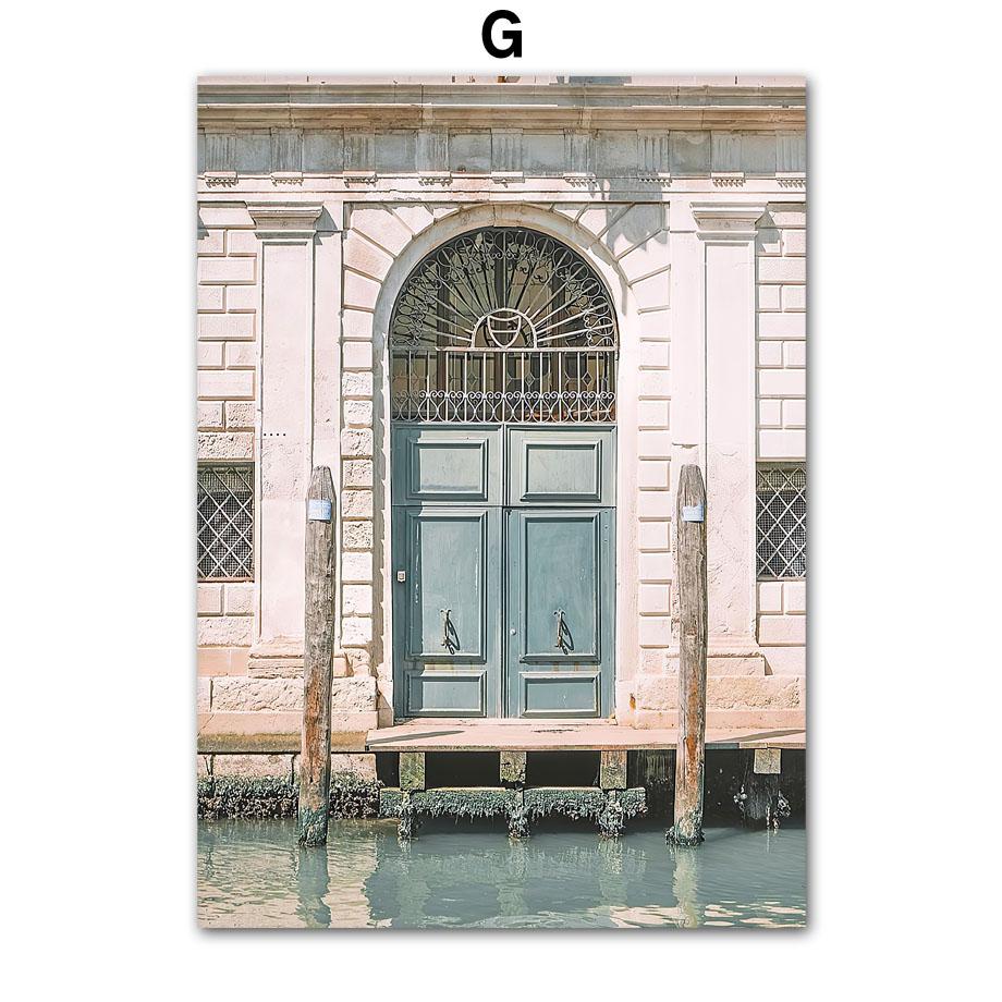 Venedig Meer Tür Gebäude Frucht Herbstlandschaft Poster und Drucke Wandkunst Leinwandmalerei Bilder Für Wohnzimmer Heimdekor