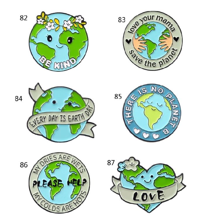 Green Circle/Heart-shaped Brooch Care for the Earth Lapel Pin Cartoon Enamel Pin